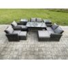 Fimous Garden Furniture Sets 10 Pieces Rattan Furniture Handmade Wicker Patio Sofa Set with 3 Footstools 2 Side Tables Dark Grey Mixed