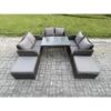 Fimous Garden Furniture Sets 8 Seater Rattan Furniture Manual Wicker Patio Sofa Patio Conversation Set with 2 Big Footstool Dark Grey Mixed