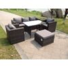 Fimous - Grey Lounge Rattan Sofa Dining Table Set Chairs Garden Furniture Outdoor