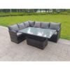 Fimous - High Back Corner Rattan Garden Furniture Sofa Dining Rising Table Height Adjustable 6 Seater