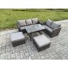 Fimous High Back PE Rattan Sofa Set Outdoor Garden Furniture Dining Table Set Love Sofa 3 Seater Sofa 2 Big Footstool