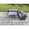 Fimous High Back PE Rattan Sofa Set Outdoor Garden Furniture Dining Table Set Love Sofa 3 Seater Sofa Side Table