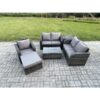 Fimous High Back Rattan Garden Furniture Set with Loveseat Sofa Rectangular Coffee Table Big Footstool Side Table Indoor Outdoor Patio Lounge Sofa