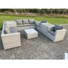 Fimous - Light Grey Outdoor pe Rattan Garden Furniture Set Wicker Sofa Set Square Coffee Table 2 Armchair Side Table