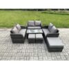 Fimous Outdoor Garden Furniture Sets 7 Pieces Wicker Rattan Furniture Sofa Sets with Rectangular Coffee Table Love seat Sofa 3 Footstools