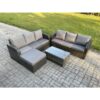 Fimous Outdoor Garden Furniture Sets 7 Seater Wicker Rattan Furniture Sofa Sets with Rectangular Coffee Table 3 Seater Sofa