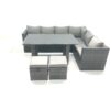 Fimous - Outdoor Lounge Rattan Corner Sofa Set 6 Seater Garden Furniture with Small FootStools