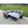 Fimous - Outdoor Rattan Corner Sofa Garden Furniture High Back Sofa Set Adjustable Rising Lifting Table Set 6 Seater