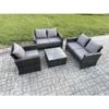 Fimous Outdoor Rattan Garden Furniture Set Conservatory Patio Sofa Coffee Table Set with Chair Dark Grey Mixed