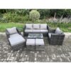 Fimous - Outdoor Rattan Garden Furniture Set with 3 Seater Sofa Coffee Table 2 Armchairs 3 Footstools Patio Lounge Sofa Set Dark Grey Mixed