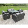 Fimous Outdoor Rattan Garden Furniture Sofa Set Dining Table Reclining Chairs Love Sofa 6 Seater