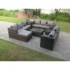 Fimous Outdoor Rattn Garden Furniture Sofa Set Rectangular Coffee Table Lounge Sofa Chair Footstool With Side Coffee Table