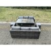 Fimous - Outdoor pe Rattan Garden Furniture Gas Fire Pit Dining Table Lounge Sofa 2 pc Footstools Dark Grey Mixed Patio