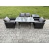 Fimous PE Wicker Outdoor Garden Furniture Set Patio Furniture Rattan Rectangular Dining Table Lounge Sofa with Side Table