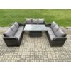 Fimous - Patio Garden Dining Set Outdoor Rattan Furniture Lounge Sofa Height Adjustable Rising lifting Table Dark Grey Mixed