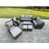 Fimous Patio Garden Furniture Sets Wicker 10 Seater Outdoor Rattan Furniture Sofa Sets with Rectangular Coffee Table Reclining Chair Loveseat Sofa 3