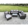 Fimous Patio Garden Furniture Sets Wicker 7 Seater Outdoor Rattan Furniture Sofa Sets with Rectangular Coffee Table Reclining Chair 3 Seater Sofa Big