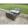 Fimous - Patio Rattan Garden Furniture Set with Oblong Rectangular Dining Table 4 Seater Outdoor Loveseat Sofa Set Dark Grey Mixed