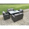 Fimous Rattan Furniture Outdoor Garden Dining Set Patio Height Adjustable Rising lifting Table Love Sofa Chair Set