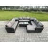 Fimous - Rattan Garden Furniture Set 12 Seater Indoor Outdoor Patio Sofa Set with Coffee Table 3 Footstools 2 Side Tables Dark Grey Mixed