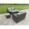 Fimous - Rattan Garden Furniture Set 2 Seater Curved Arm Double Love Sofa Sofa Oblong Dining Table