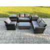 Fimous - Rattan Garden Furniture Set 5 Seater Patio Outdoor Lounge Sofa Chair Set with 2 Side Tables Rectangular Coffee Table Dark Grey Mixed