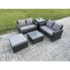 Fimous - Rattan Garden Furniture Set 5 piece Patio Rattan Furniture Sofa Weaving Wicker includes 2 Double Seat Sofa, Coffee Table, Big Footstool and