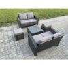 Fimous - Rattan Garden Furniture Set 5 piece Patio Rattan Furniture Sofa Weaving Wicker includes 2 Double Seat Sofa, Coffee Table and 2 Small