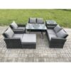 Fimous - Rattan Garden Furniture Set 7 Seater Patio Outdoor Lounge Sofa Set with Rectangular Dining Table Love Seat Sofa Side Table Big Footstool