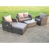 Fimous - Rattan Garden Furniture Set Adjustable Chair Sofa Double Love Seat 2 Seater Sofa Oblong Coffee Table Footstool