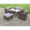 Fimous - Rattan Garden Furniture Set Adjustable Chair Sofa Double Love Seat 2 Seater Sofa Rectangular Dining Table Big Footstool