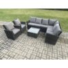 Fimous - Rattan Garden Furniture Set Outdoor Lounge Corner Sofa Set With Square Coffee Table 2 Chairs 8 Seater Dark Grey Mixed