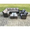 Fimous - Rattan Garden Furniture Set Outdoor Lounge Corner Sofa Set With Square Coffee Table 2 Small Footstools Armchair 10 Seater Dark Grey Mixed