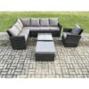 Fimous - Rattan Garden Furniture Set Outdoor Lounge Corner Sofa Set With Square Coffee Table Big Footstool Armchair 8 Seater Dark Grey Mixed