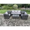 Fimous - Rattan Garden Furniture Set with 3 Seater Sofa Coffee Table 2 Side Tables 2 Armchairs Indoor Outdoor Patio Lounge Sofa Set Dark Grey Mixed