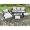 Fimous - Rattan Garden Furniture Set with 3 Seater Sofa Coffee Table Armchair 3 Footstools Indoor Outdoor Patio Lounge Sofa Set Dark Grey Mixed