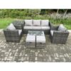 Fimous Rattan Garden Furniture Set with 3 Seater Sofa Coffee Table Side Table 2 Armchairs 2 Small Footstools Indoor Outdoor Patio Lounge Sofa Set