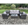 Fimous - Rattan Garden Furniture Set with 3 Seater Sofa Coffee Table Side Table 2 Armchairs Indoor Outdoor Patio Lounge Sofa Set Dark Grey Mixed