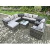 Fimous - Rattan Garden Furniture Sofa Set with 2 Armchairs Square Coffee Table Side Table Big Footstool Indoor Side Table 9 Seater Outdoor Rattan Set