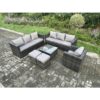 Fimous - Rattan Garden Furniture Sofa Set with Armchair Square Coffee Table 2 Small Footstools Indoor Side Table Outdoor 9 Seater Rattan Set Dark