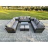 Fimous Rattan Lounge Sofa Set 11 Seater Outdoor Garden Furniture Set with Rectangular Coffee Table 3 Seater Sofa 2 Side Tables 2 Small Footstools