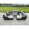 Fimous - Rattan Wicker Garden Furniture Patio Conservatory Sofa Set with Rectangular Coffee Table Reclining Chair 2 Big Footstool