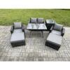 Fimous - Rattan Wicker Garden Furniture Patio Conservatory Sofa Set with Rectangular Dining Table Armchair 2 Seater Sofa 2 Big Footstool Side Table