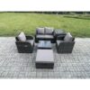 Fimous Wicker PE Rattan Garden Furniture Set Outdoor Lounge Sofa Set with Love Sofa Square Coffee Table Side Table Big Footstool Dark Grey Mixed