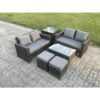 Fimous - Wicker Rattan Garden Furniture Sofa Set with Rectangular Coffee Table Double Seat Sofa 2 Small Footstool Side Table 6 Seater Outdoor Rattan