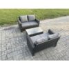 Fimous - Wicker Rattan Garden Furniture Sofa Set with Rectangular Coffee Table Double Seat Sofa 4 Seater Outdoor Rattan Set Dark Grey Mixed