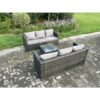 Fimous - Wicker Rattan Garden Furniture Sofa Set with Square Coffee Table 6 Seater Outdoor Rattan Set Dark Grey Mixed