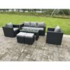 Fimous Wicker Rattan Garden Furniture Sofa Sets Outdoor Patio Coffee Table With Stools black