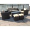 Fimous - Wicker Rattan Garden Furniture Sofa Sets Outdoor Patio Coffee Table With Stools brown mixed