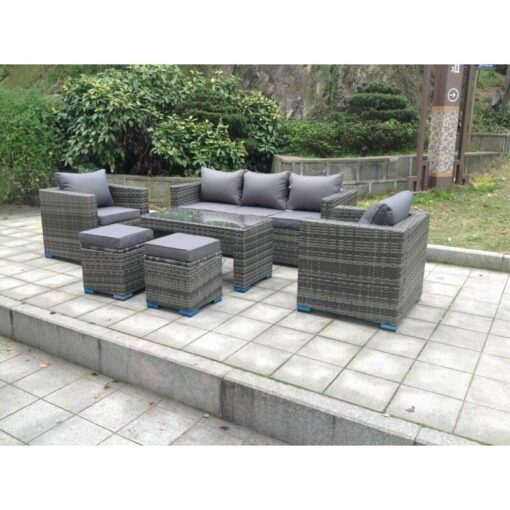 Fimous - Wicker Rattan Garden Furniture Sofa Sets Outdoor Patio Coffee Table With Stools grey mixed